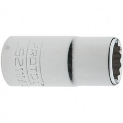 Proto - 3/8" Drive, Intermediate Hand Socket - 12 Points, 1-33/64" OAL, Steel, Full Polish Finish - Exact Tool & Supply
