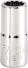 Proto - 7/16", 3/8" Drive, Intermediate Hand Socket - 12 Points, 1-25/32" OAL, Steel, Full Polish Finish - Exact Tool & Supply