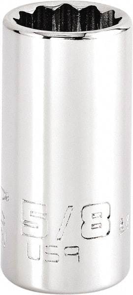 Proto - 5/8", 3/8" Drive, Intermediate Hand Socket - 12 Points, 1-15/64" OAL, Steel, Full Polish Finish - Exact Tool & Supply