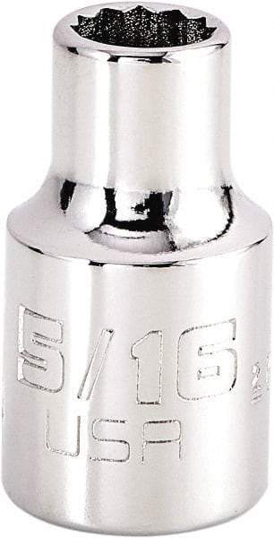 Proto - 5/16", 3/8" Drive, Intermediate Hand Socket - 12 Points, 1-15/64" OAL, Steel, Full Polish Finish - Exact Tool & Supply
