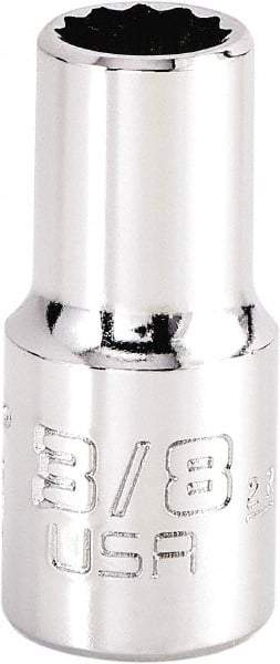 Proto - 3/8", 3/8" Drive, Intermediate Hand Socket - 12 Points, 1-15/64" OAL, Steel, Full Polish Finish - Exact Tool & Supply