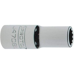 Proto - 1/4", 3/8" Drive, Intermediate Hand Socket - 12 Points, 1-15/64" OAL, Steel, Full Polish Finish - Exact Tool & Supply