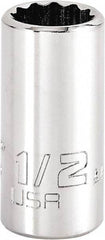Proto - 1/2", 3/8" Drive, Intermediate Hand Socket - 12 Points, 1-15/64" OAL, Steel, Full Polish Finish - Exact Tool & Supply