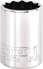 Proto - 1", 3/8" Drive, Intermediate Hand Socket - 12 Points, 1-47/64" OAL, Steel, Full Polish Finish - Exact Tool & Supply
