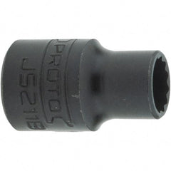 Proto - 11/32", 3/8" Drive, Intermediate Hand Socket - 12 Points, 1-7/64" OAL, Steel, Black Finish - Exact Tool & Supply