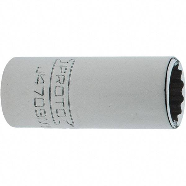 Proto - 1/4" Drive, Intermediate Hand Socket - 12 Points, 1-17/64" OAL, Steel, Full Polish Finish - Exact Tool & Supply