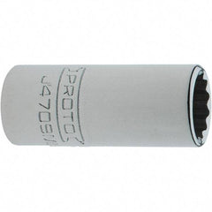 Proto - 1/4" Drive, Intermediate Hand Socket - 12 Points, 1-17/64" OAL, Steel, Full Polish Finish - Exact Tool & Supply