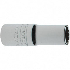 Proto - 1/4" Drive, Intermediate Hand Socket - 12 Points, 1-17/64" OAL, Steel, Full Polish Finish - Exact Tool & Supply