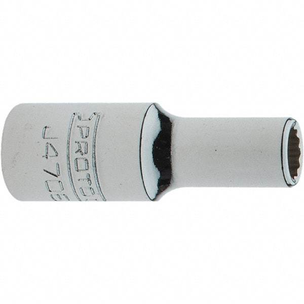 Proto - 1/4" Drive, Intermediate Hand Socket - 12 Points, 1-17/64" OAL, Steel, Full Polish Finish - Exact Tool & Supply