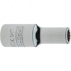 Proto - 1/4" Drive, Intermediate Hand Socket - 12 Points, 1-17/64" OAL, Steel, Full Polish Finish - Exact Tool & Supply