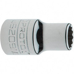 Proto - 3/8" Drive, Intermediate Hand Socket - 12 Points, 1-17/64" OAL, Steel, Full Polish Finish - Exact Tool & Supply