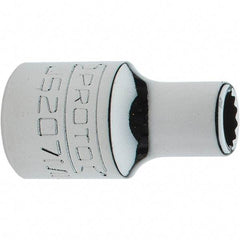 Proto - 3/8" Drive, Intermediate Hand Socket - 12 Points, 1-17/64" OAL, Steel, Full Polish Finish - Exact Tool & Supply
