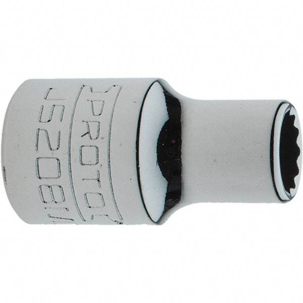 Proto - 3/8" Drive, Intermediate Hand Socket - 12 Points, 1-17/64" OAL, Steel, Full Polish Finish - Exact Tool & Supply