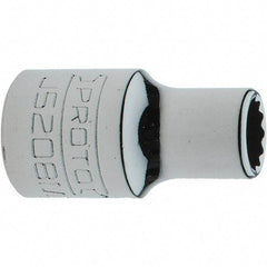 Proto - 3/8" Drive, Intermediate Hand Socket - 12 Points, 1-17/64" OAL, Steel, Full Polish Finish - Exact Tool & Supply