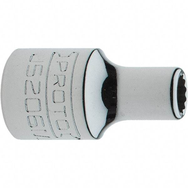 Proto - 3/8" Drive, Intermediate Hand Socket - 12 Points, 1-17/64" OAL, Steel, Full Polish Finish - Exact Tool & Supply