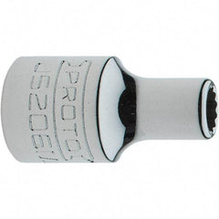 Proto - 3/8" Drive, Intermediate Hand Socket - 12 Points, 1-17/64" OAL, Steel, Full Polish Finish - Exact Tool & Supply