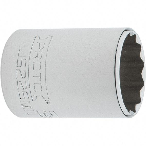 Proto - 3/8" Drive, Intermediate Hand Socket - 12 Points, 1-25/32" OAL, Steel, Full Polish Finish - Exact Tool & Supply