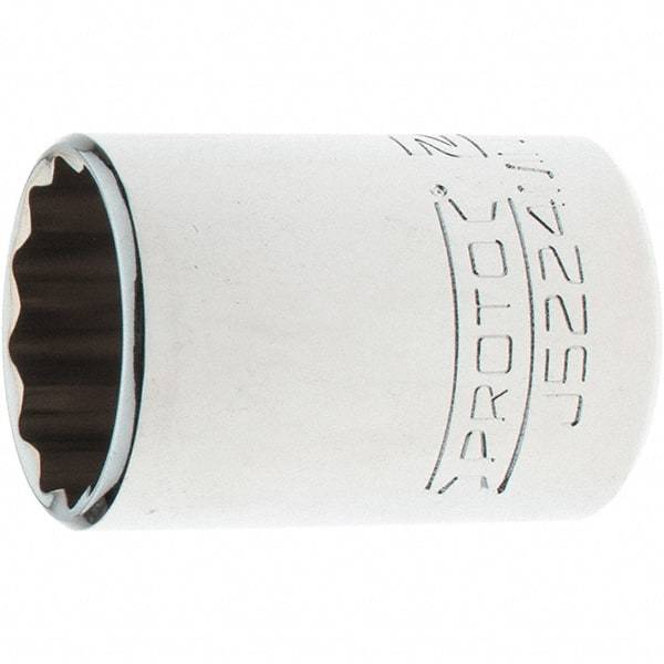 Proto - 3/8" Drive, Intermediate Hand Socket - 12 Points, 1-25/32" OAL, Steel, Full Polish Finish - Exact Tool & Supply