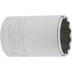 Proto - 3/8" Drive, Intermediate Hand Socket - 12 Points, 1-25/32" OAL, Steel, Full Polish Finish - Exact Tool & Supply