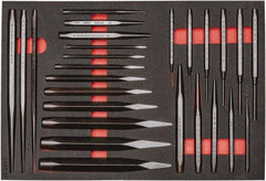 Proto - 26 Piece Diamont Point Chisel, Cold Chisel, Solid, Pin & Center Punch Set - 1/4 to 1-3/16" Chisel, 1/16 to 3/8" Punch - Exact Tool & Supply