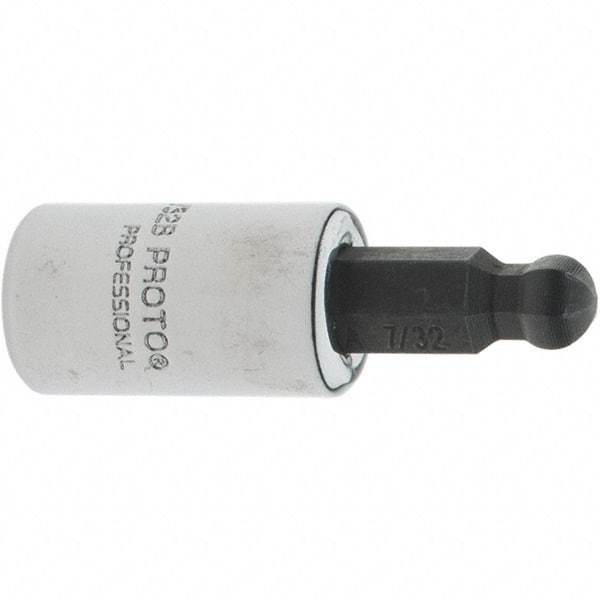 Proto - 1/4" Drive, 7/32" Hex Bit Socket - 1-1/2" OAL, 1.047" Bit Length, Ball End - Exact Tool & Supply