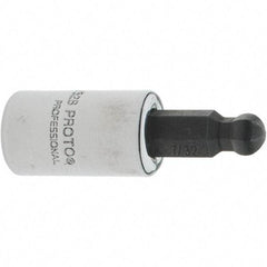 Proto - 1/4" Drive, 7/32" Hex Bit Socket - 1-1/2" OAL, 1.047" Bit Length, Ball End - Exact Tool & Supply