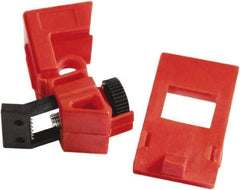 NMC - Polypropylene Single-Pole Circuit Breaker Lockout - 277 Volt, 2" Lockout Length, 1-3/8" Lockout Thickness, 7/8" Lockout Width, 1 Padlock, 1 Circuit, English - Exact Tool & Supply