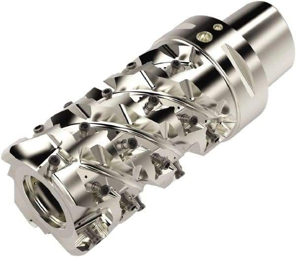 Seco - 63mm Cut Diam, 163mm OAL, Indexable Square Shoulder Helical End Mill - LO.. 12 Inserts, C6 Modular Connection, 90° Lead Angle, Series Square T4-08 - Exact Tool & Supply