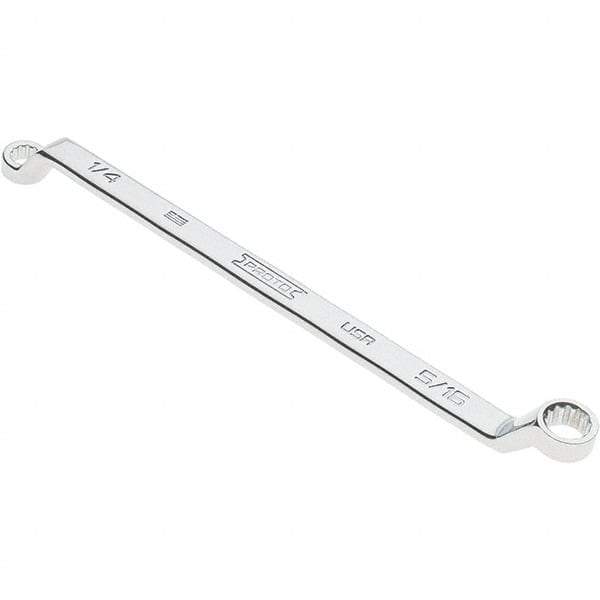 Proto - 1/4" x 5/16" 12 Point Box Wrench - Double End, 13/32" Head Diam x 15/32" Head Thickness, 6-19/32" OAL, Steel, Polished Finish, 15° Offset - Exact Tool & Supply