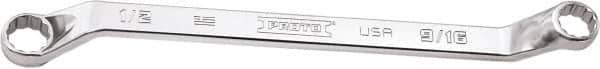 Proto - 1/2" x 9/16" 12 Point Box Wrench - Double End, 47/64" Head Diam x 13/16" Head Thickness, 8-51/64" OAL, Steel, Polished Finish, 15° Offset - Exact Tool & Supply