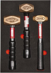 Proto - 3 Piece, 2-5/8, 1-1/2, 1 Lb Head Weight, Dead Blow Hammer Set - 12" OAL, Fiberglass Handles - Exact Tool & Supply