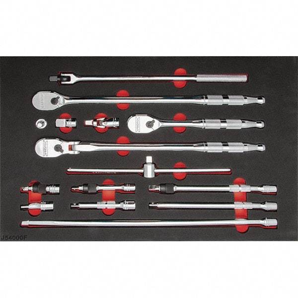 Proto - 15 Piece 1/2" Drive Mechanic's Tool Set - Comes in 23 x 16" Foam Insert - Exact Tool & Supply