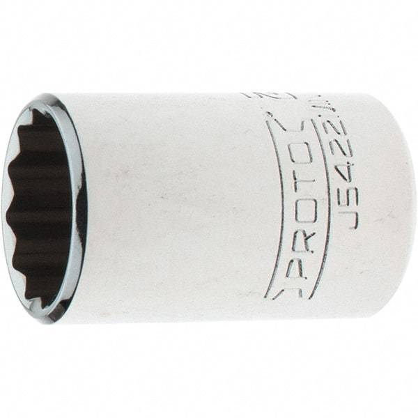 Proto - 1/2" Drive, Standard Hand Socket - 12 Points, 1-35/64" OAL, Steel, Chrome Finish - Exact Tool & Supply