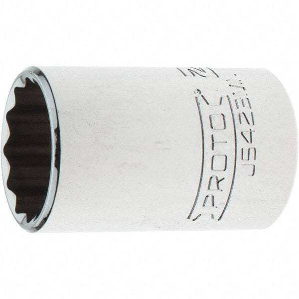 Proto - 1/2" Drive, Standard Hand Socket - 12 Points, 1-13/16" OAL, Steel, Chrome Finish - Exact Tool & Supply