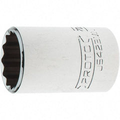 Proto - 1/2" Drive, Standard Hand Socket - 12 Points, 1-13/16" OAL, Steel, Chrome Finish - Exact Tool & Supply