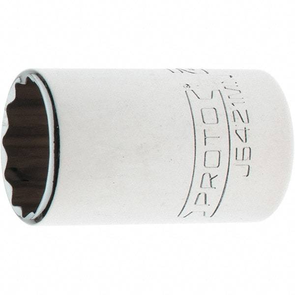 Proto - 1/2" Drive, Standard Hand Socket - 12 Points, 1-13/32" OAL, Steel, Chrome Finish - Exact Tool & Supply