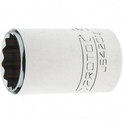 Proto - 1/2" Drive, Standard Hand Socket - 12 Points, 1-3/4" OAL, Steel, Chrome Finish - Exact Tool & Supply