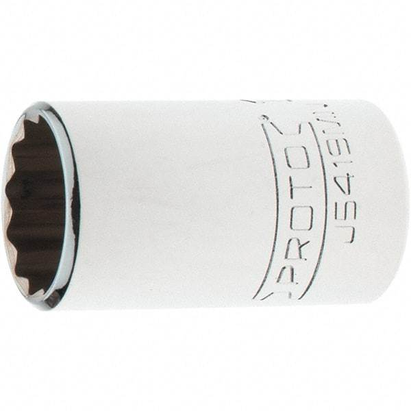 Proto - 1/2" Drive, Standard Hand Socket - 12 Points, 1-3/4" OAL, Steel, Chrome Finish - Exact Tool & Supply