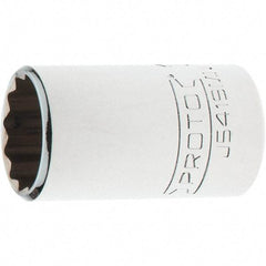 Proto - 1/2" Drive, Standard Hand Socket - 12 Points, 1-3/4" OAL, Steel, Chrome Finish - Exact Tool & Supply