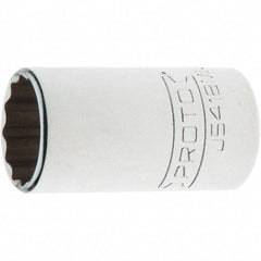 Proto - 1/2" Drive, Standard Hand Socket - 12 Points, 1-47/64" OAL, Steel, Chrome Finish - Exact Tool & Supply