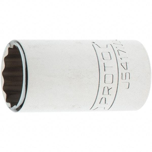 Proto - 1/2" Drive, Standard Hand Socket - 12 Points, 1-47/64" OAL, Steel, Chrome Finish - Exact Tool & Supply