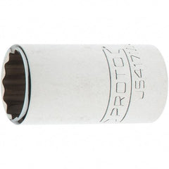 Proto - 1/2" Drive, Standard Hand Socket - 12 Points, 1-47/64" OAL, Steel, Chrome Finish - Exact Tool & Supply