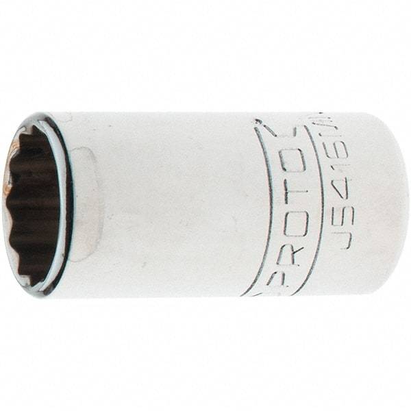 Proto - 1/2" Drive, Standard Hand Socket - 12 Points, 1-45/64" OAL, Steel, Chrome Finish - Exact Tool & Supply