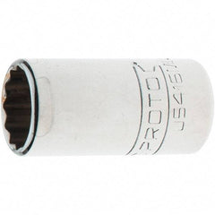 Proto - 1/2" Drive, Standard Hand Socket - 12 Points, 1-45/64" OAL, Steel, Chrome Finish - Exact Tool & Supply