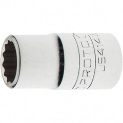 Proto - 1/2" Drive, Standard Hand Socket - 12 Points, 1-5/8" OAL, Steel, Chrome Finish - Exact Tool & Supply