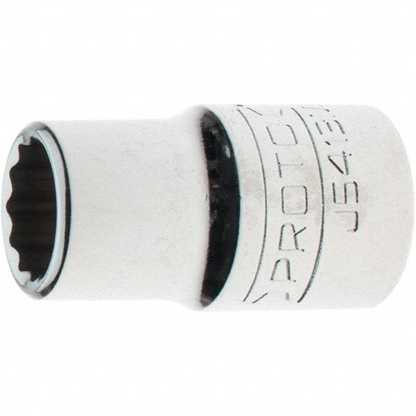 Proto - 1/2" Drive, Standard Hand Socket - 12 Points, 1-5/8" OAL, Steel, Chrome Finish - Exact Tool & Supply