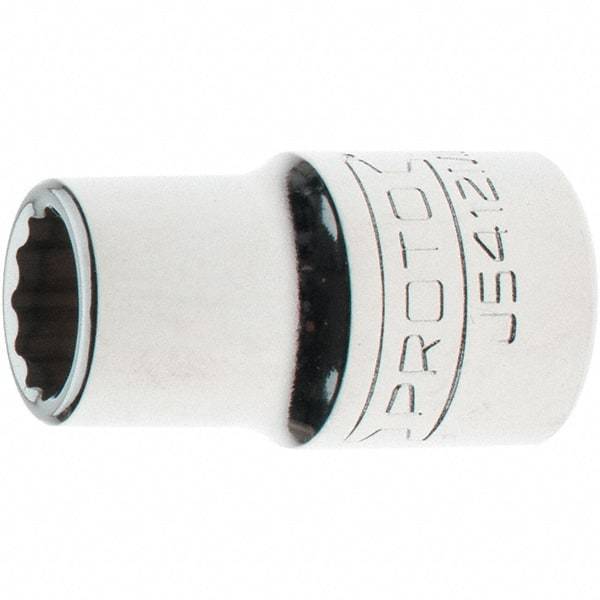 Proto - 1/2" Drive, Standard Hand Socket - 12 Points, 1-17/32" OAL, Steel, Chrome Finish - Exact Tool & Supply