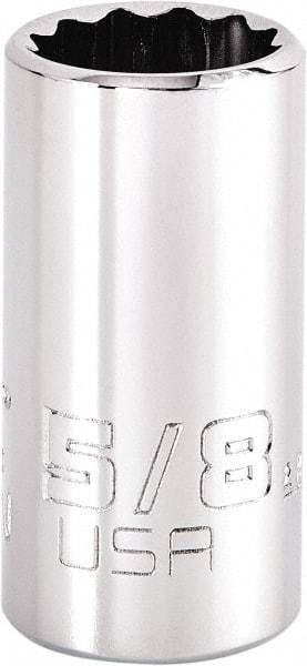 Proto - 5/8", 1/2" Drive, Standard Hand Socket - 12 Points, 1-45/64" OAL, Steel, Chrome Finish - Exact Tool & Supply