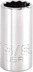 Proto - 5/8", 1/2" Drive, Standard Hand Socket - 12 Points, 1-45/64" OAL, Steel, Chrome Finish - Exact Tool & Supply