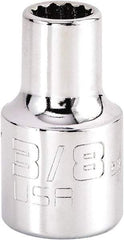 Proto - 3/8", 1/2" Drive, Standard Hand Socket - 12 Points, 1-17/32" OAL, Steel, Chrome Finish - Exact Tool & Supply
